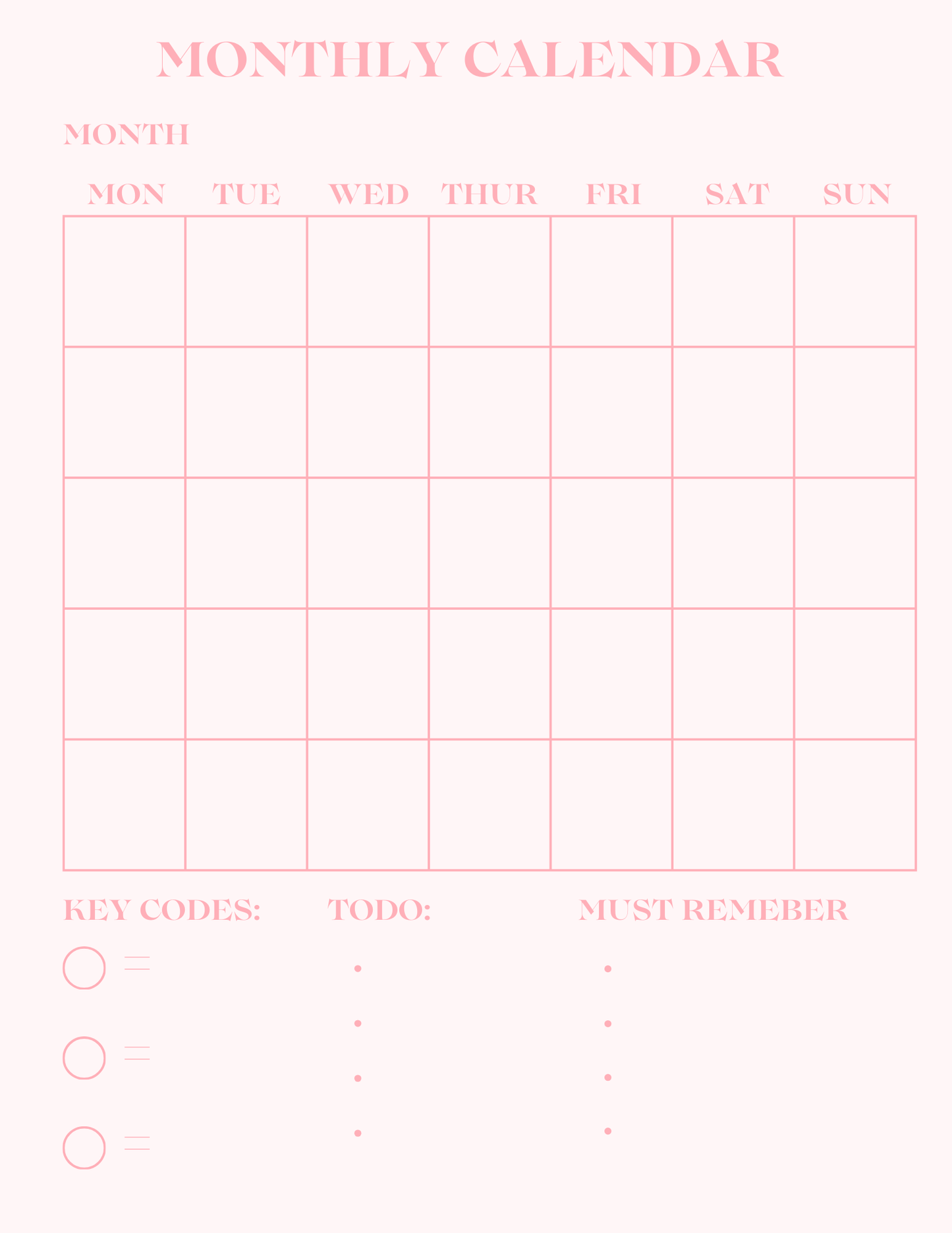 Pink & Blue monthly planners