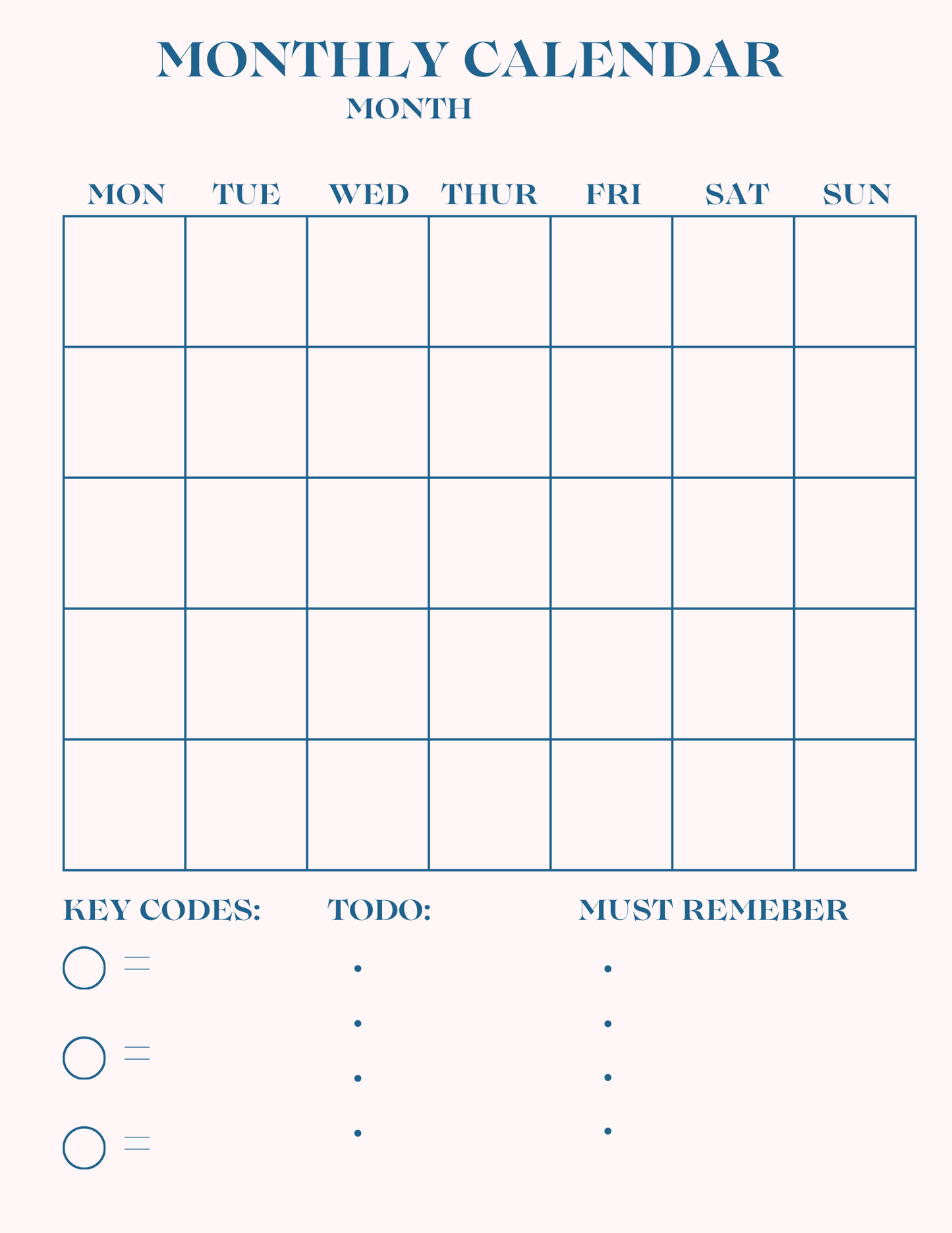 Pink & Blue monthly planners