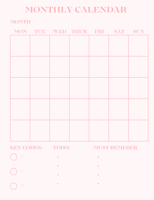 Pink & Blue monthly planners