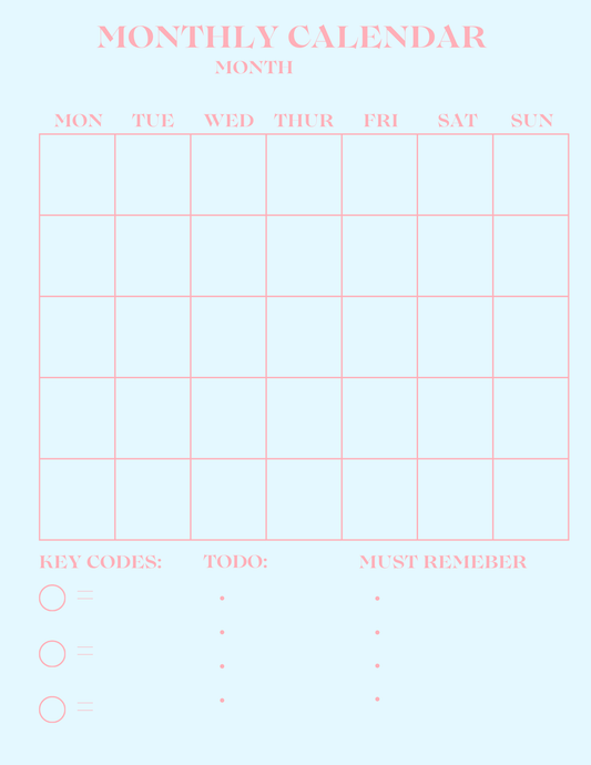 Pink & Blue monthly planners
